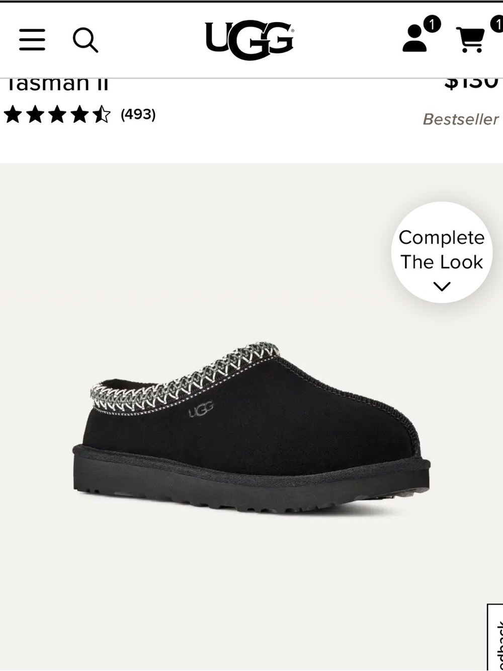 UGG Women's Black Tasman II slippers
